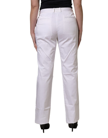 GF Ferre White Mid Waist Straight Chino Women Trouser Pants