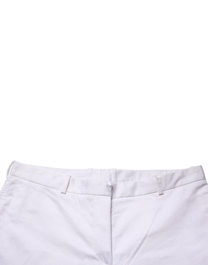 GF Ferre White Mid Waist Straight Chino Women Trouser Pants