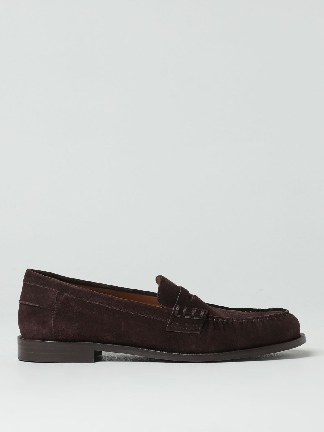 Mocassins à enfiler en cuir suédé marron Emporio Armani