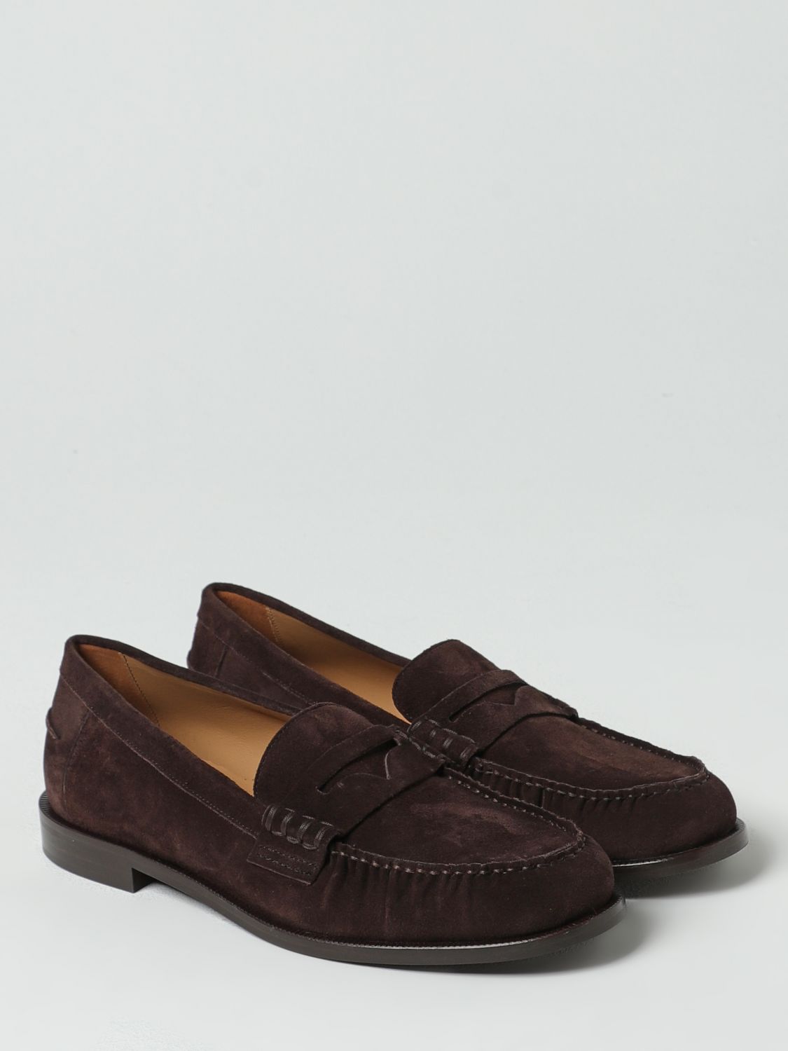 Mocassins à enfiler en cuir suédé marron Emporio Armani