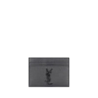 Portafoglio Saint Laurent in pelle di vitello grigia Bos Taurus