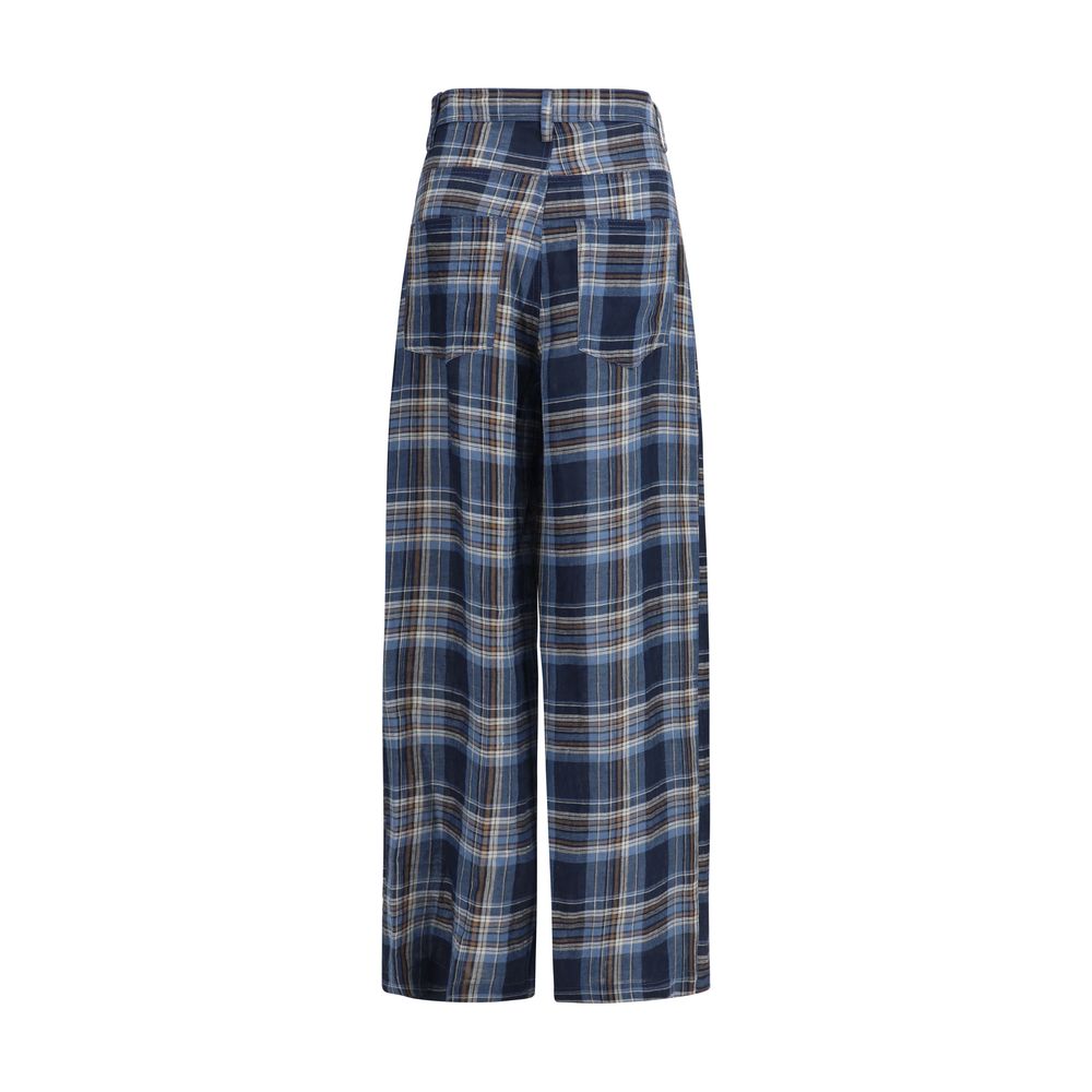 Pantaloni casual in lino blu MARBELL
