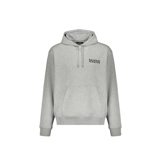 Felpa Balmain grigia in cotone con cappuccio