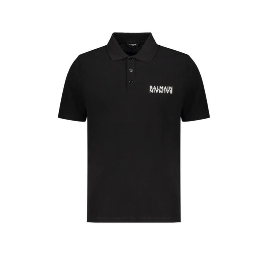 Polo Balmain in cotone nero
