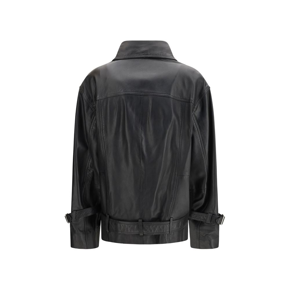 PINKO Giacca in Pelle di Agnello Nera