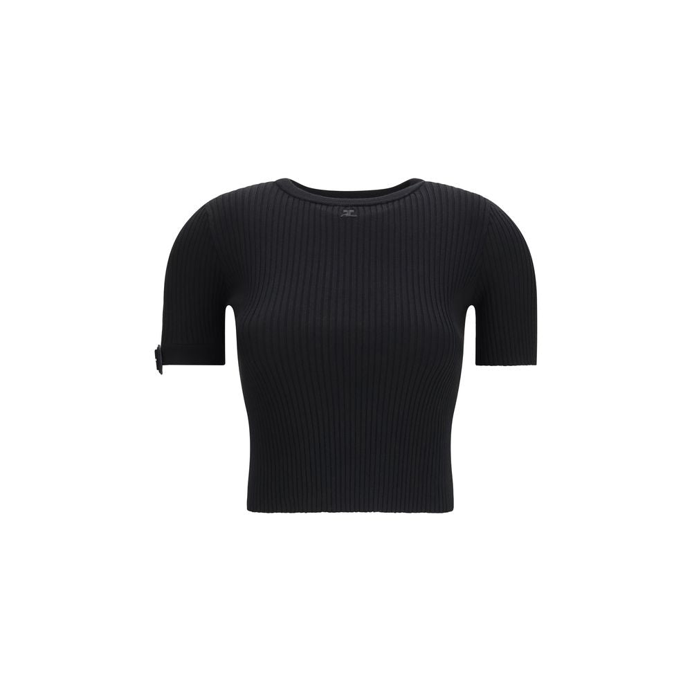 T-Shirt Courrèges Nera in Viscosa