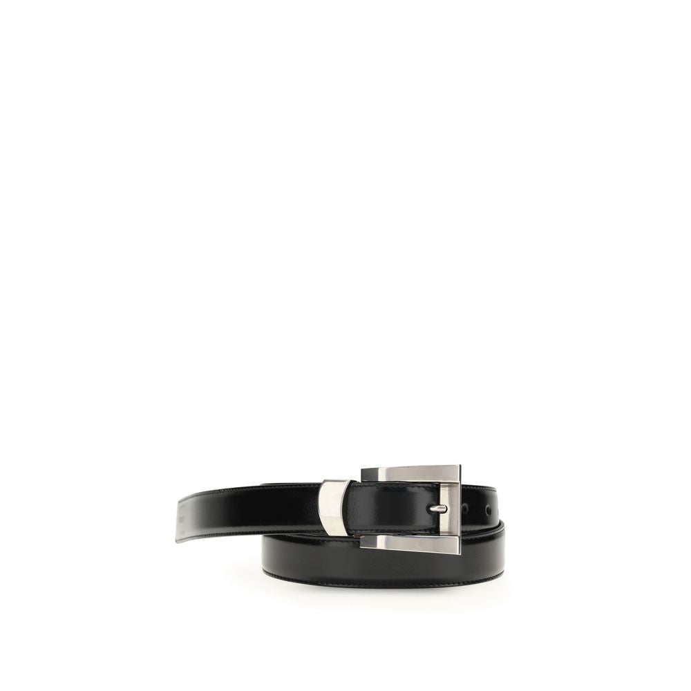 Ceinture Classique en Cuir de Veau Noir Versace