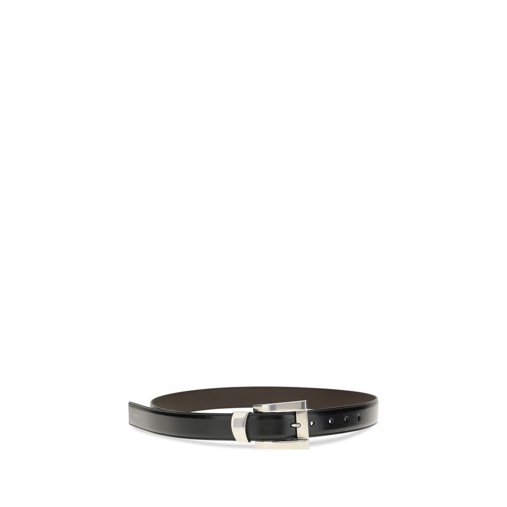 Ceinture Classique en Cuir de Veau Noir Versace