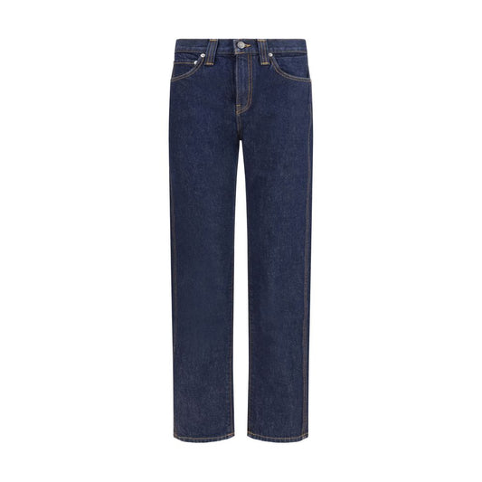 Jeans dritti in cotone blu Khaite