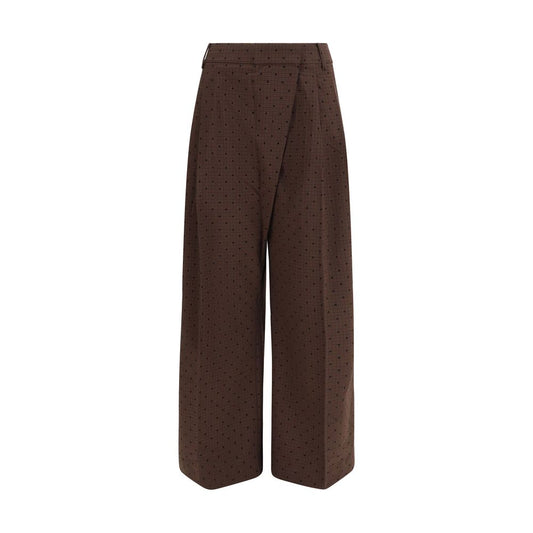 Pantaloni casual Ganni marroni in elastan