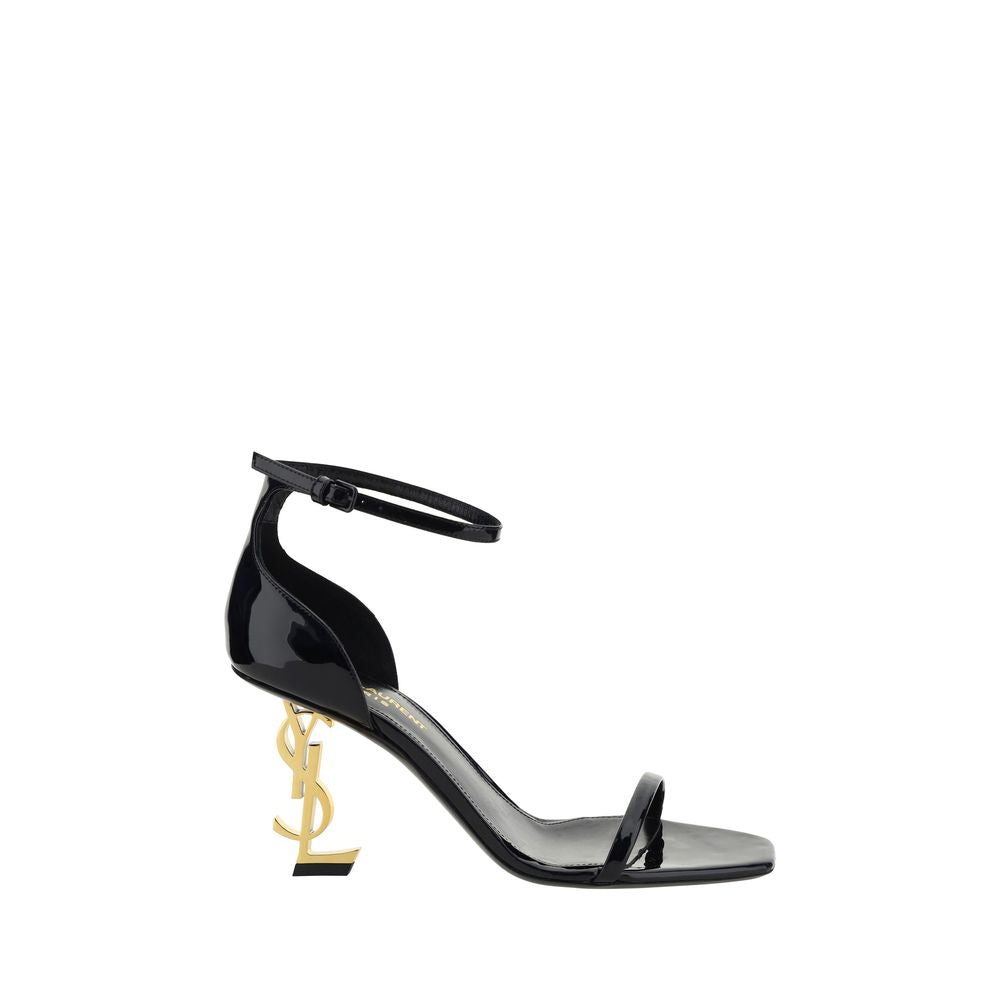 Sandales plateforme Saint Laurent en cuir de veau noir Bos Taurus