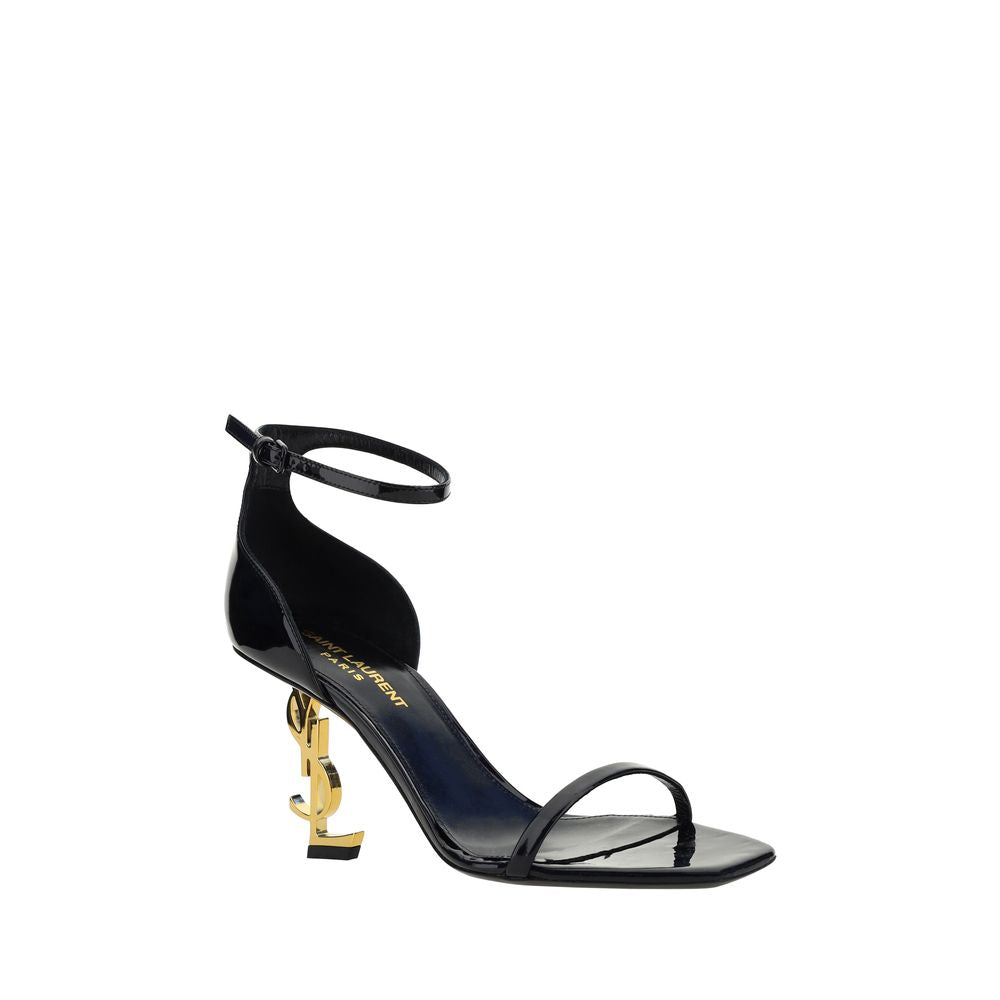 Sandales plateforme Saint Laurent en cuir de veau noir Bos Taurus