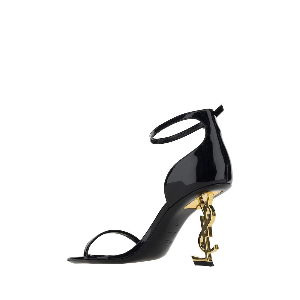 Sandales plateforme Saint Laurent en cuir de veau noir Bos Taurus
