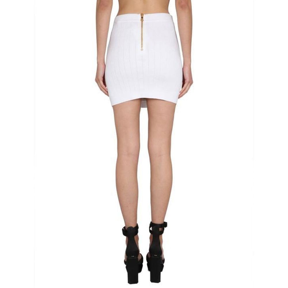 Mini-jupe Balmain en polyester blanc