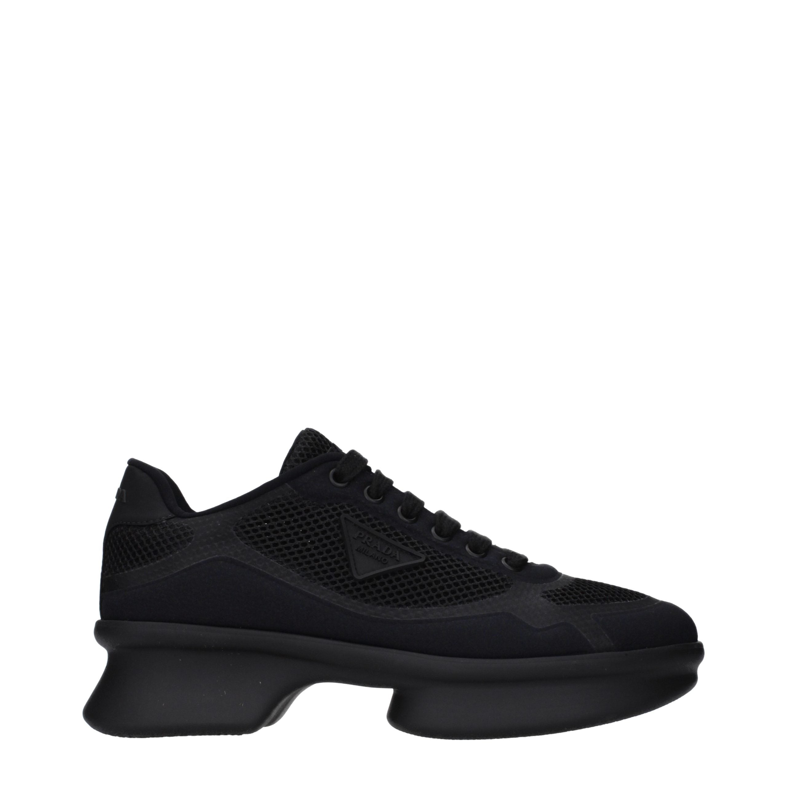 Baskets basses en tissu noir Prada