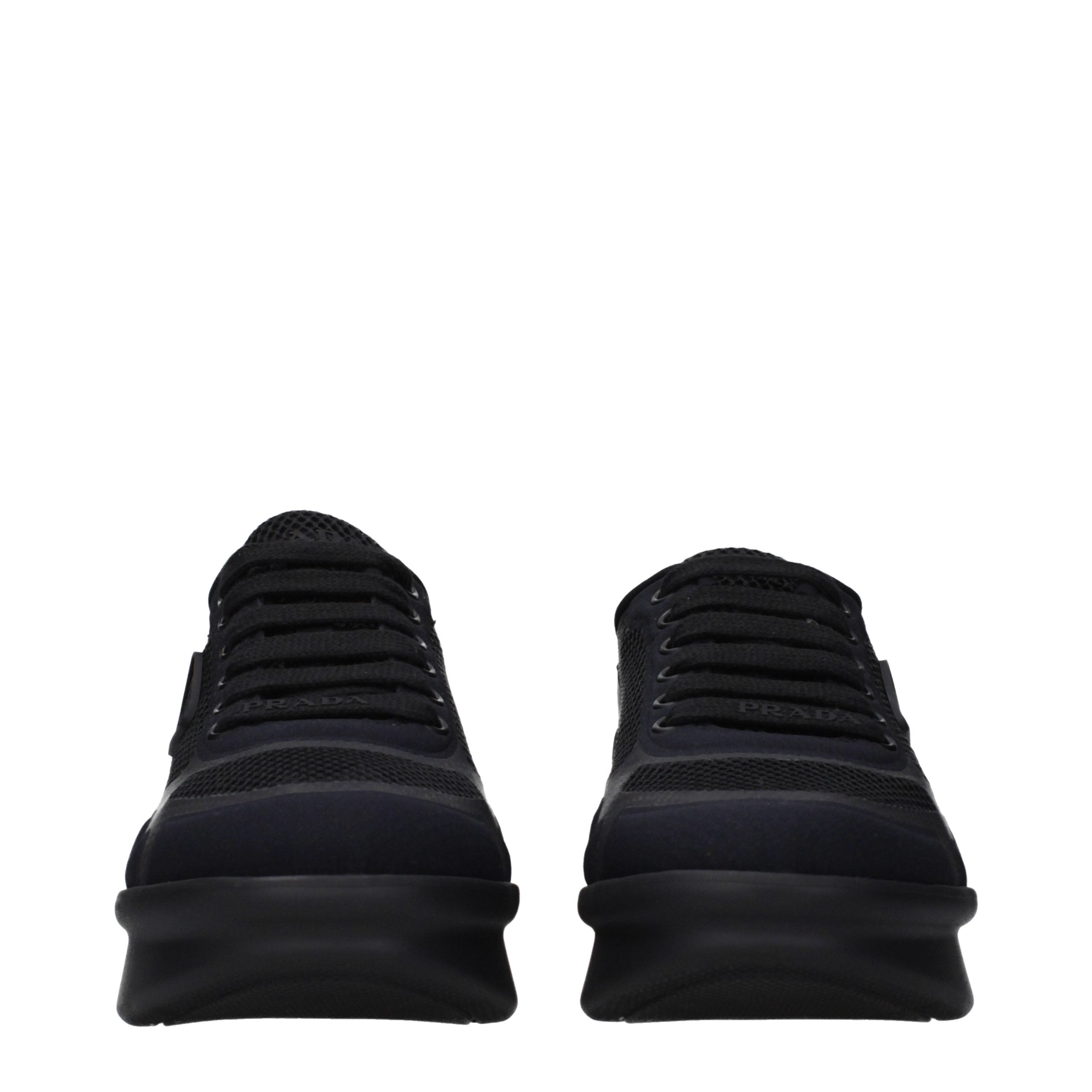 Baskets basses en tissu noir Prada