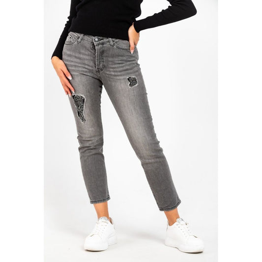 Jeans in Denim di Cotone Grigio Gas