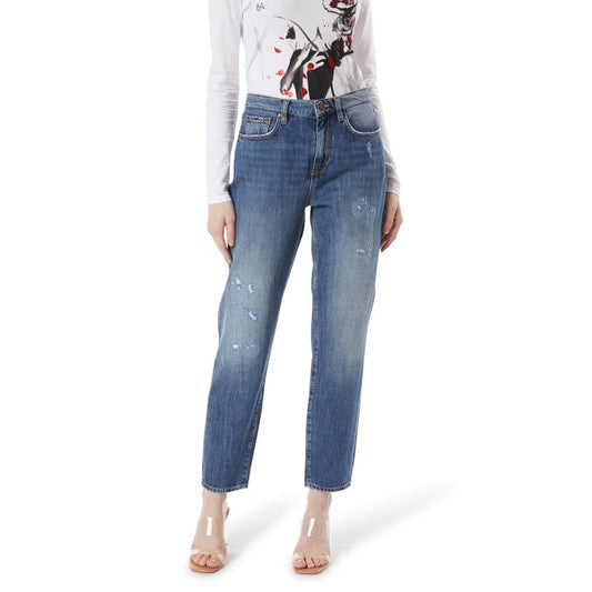 Jeans Gas in Cotone Blu a Gamba Dritta