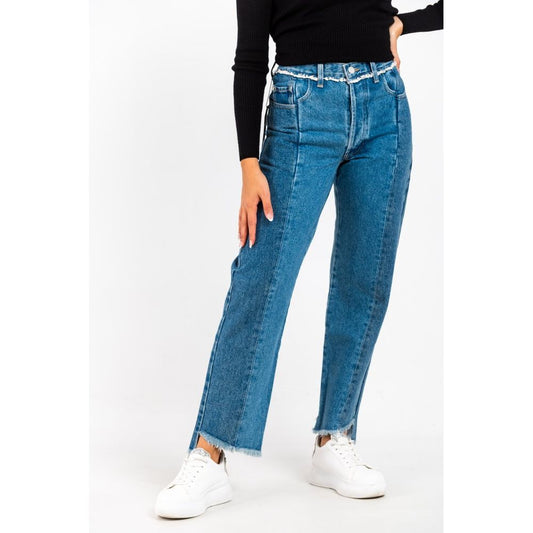 Jeans Gas in Cotone Blu a Gamba Dritta