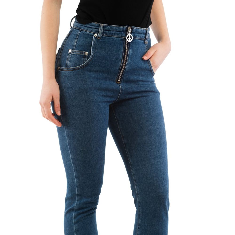 Jean Moschino taille haute en coton multicolore