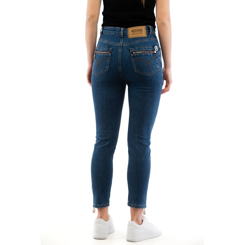 Jean Moschino taille haute en coton multicolore