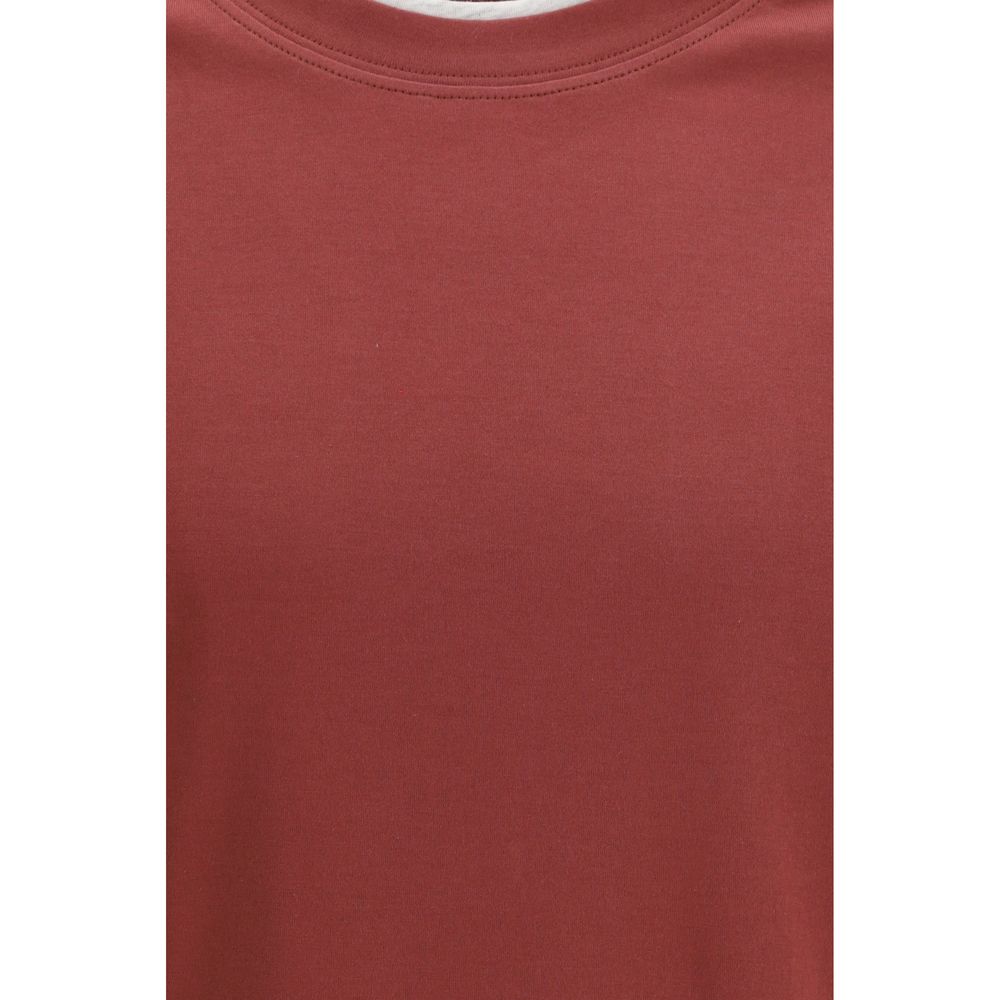 T-Shirt in cotone bordeaux Brunello Cucinelli