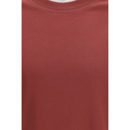 T-Shirt in cotone bordeaux Brunello Cucinelli