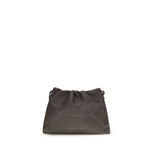 Brunello Cucinelli Borsa a Spalla in Pelle di Vitello Marrone Bos Taurus