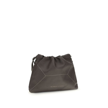 Brunello Cucinelli Borsa a Spalla in Pelle di Vitello Marrone Bos Taurus