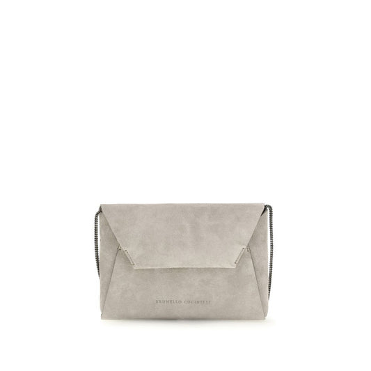 Brunello Cucinelli Clutch in Pelle di Vitello Grigia Bos Taurus