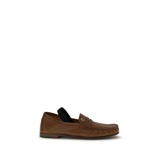 Mocassini slip-on Versace marroni in pelle di agnello (Ovis Aries Aries)