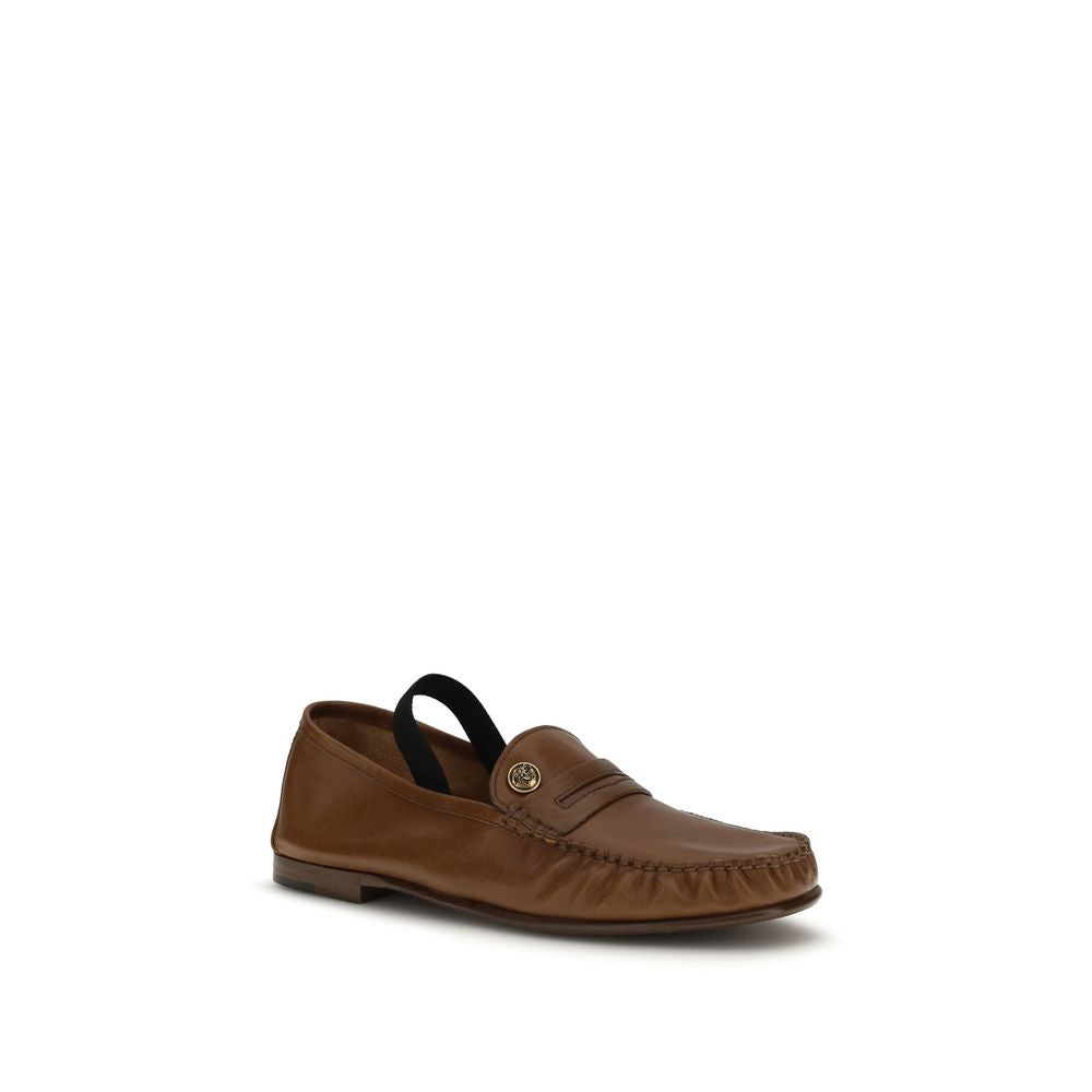 Mocassini slip-on Versace marroni in pelle di agnello (Ovis Aries Aries)