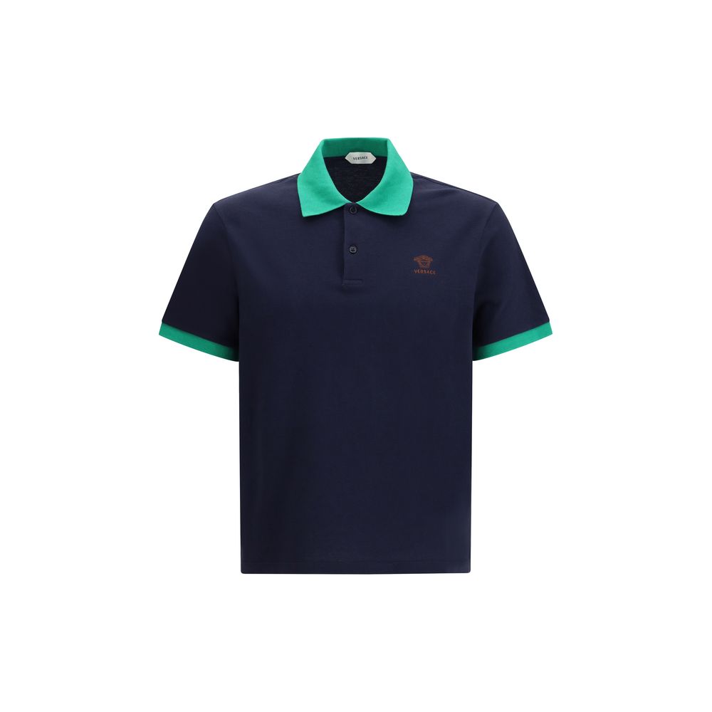 Polo Versace in cotone blu