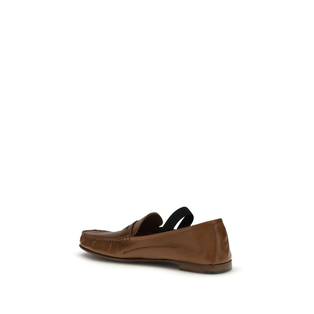 Mocassini slip-on Versace marroni in pelle di agnello (Ovis Aries Aries)