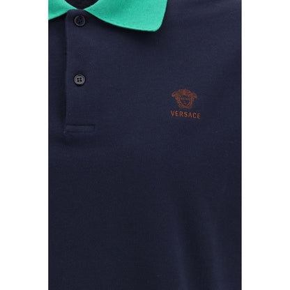 Polo Versace in cotone blu