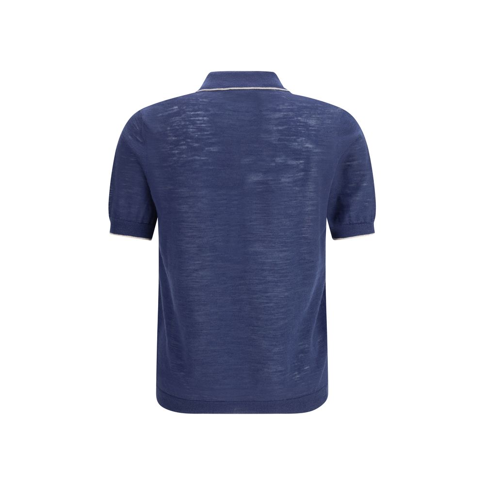 Polo Brooksfield in lino blu