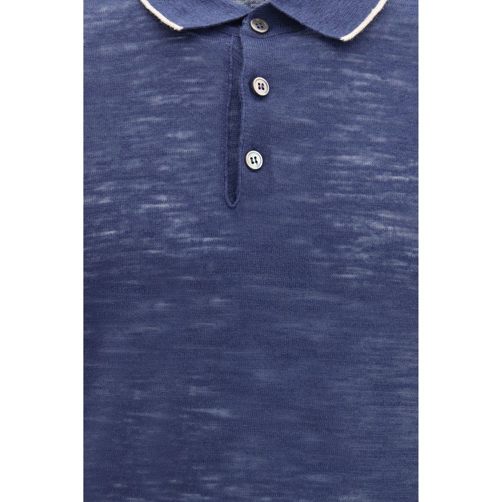 Polo Brooksfield in lino blu