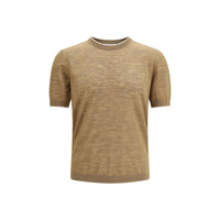 Camicia a maniche corte Brooksfield in lino beige