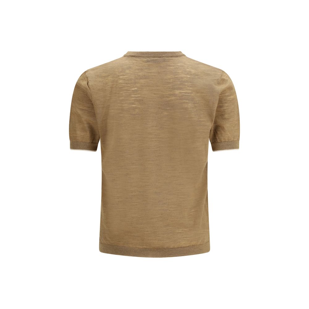 Camicia a maniche corte Brooksfield in lino beige