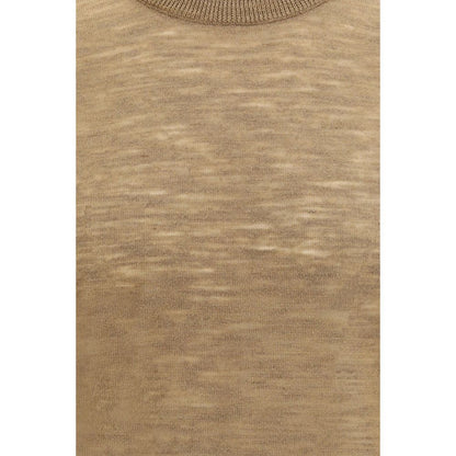 Camicia a maniche corte Brooksfield in lino beige