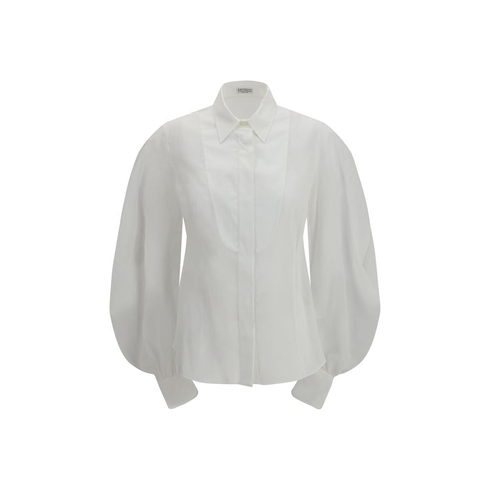 Camicia in cotone bianco Brunello Cucinelli