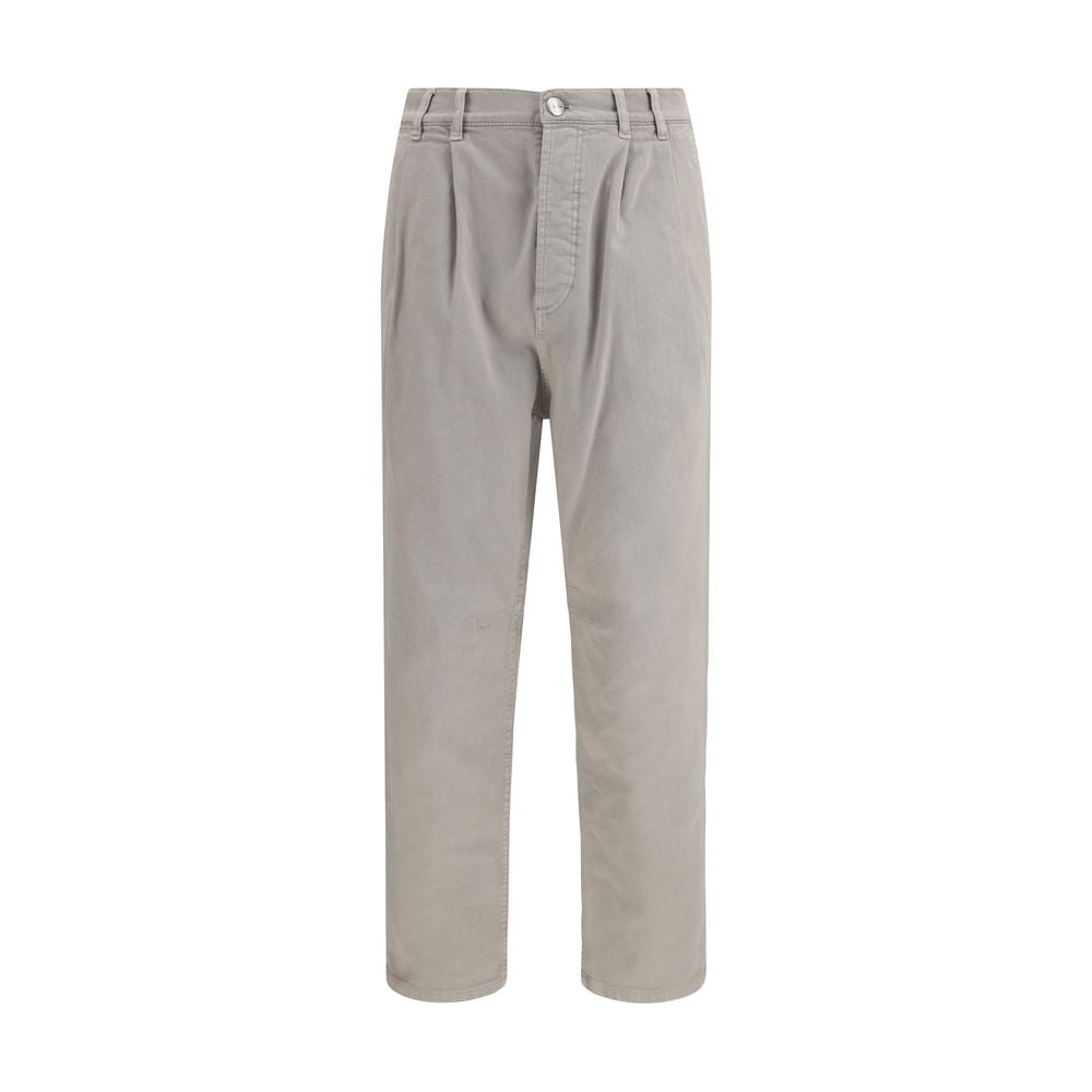 Brunello Cucinelli Pantaloni casual in cotone beige