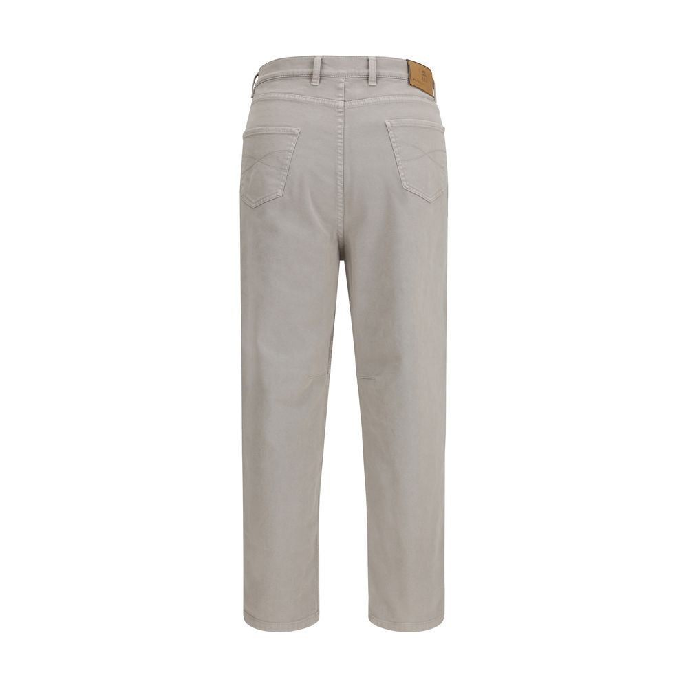 Brunello Cucinelli Pantaloni casual in cotone beige