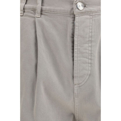 Brunello Cucinelli Pantaloni casual in cotone beige