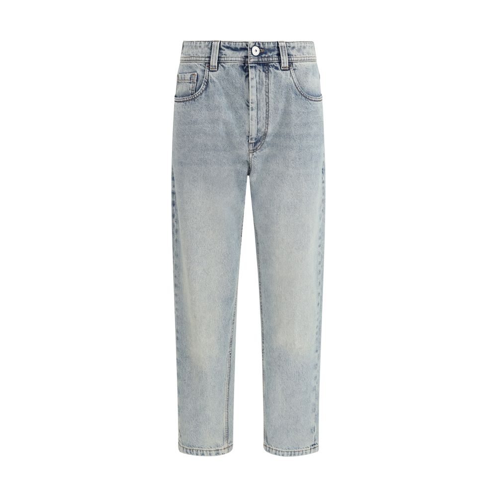 Jean droit en coton bleu Brunello Cucinelli