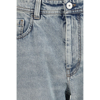 Jeans a gamba dritta in cotone blu Brunello Cucinelli