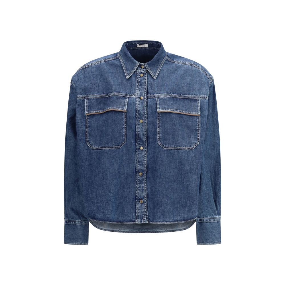 Camicia Brunello Cucinelli in denim blu
