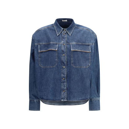 Camicia Brunello Cucinelli in denim blu