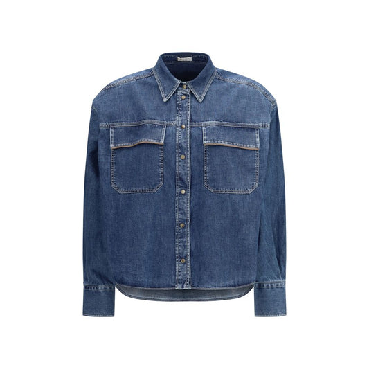 Camicia Brunello Cucinelli in denim blu