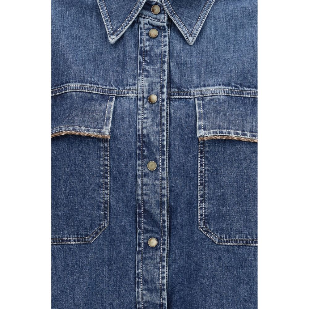 Camicia Brunello Cucinelli in denim blu